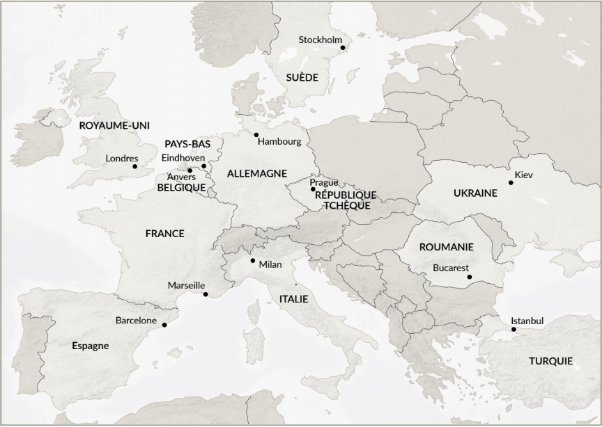 Trends are being monitored in Antwerp, Barcelona, Bucharest, Eindhoven, Hamburg, Istanbul, Kyiv, London, Marseille, Milan and Stockholm. In each city, information is gathered on drug availability, retail and wholesale prices, and criminal dynamics in trafficking activities.